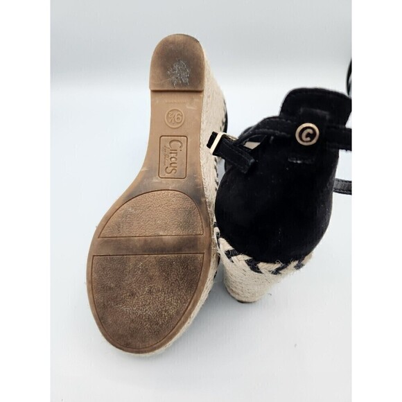 circus by sam edelman espadrilles black velvet strappy sz 9.5 Wedge - Picture 4 of 5